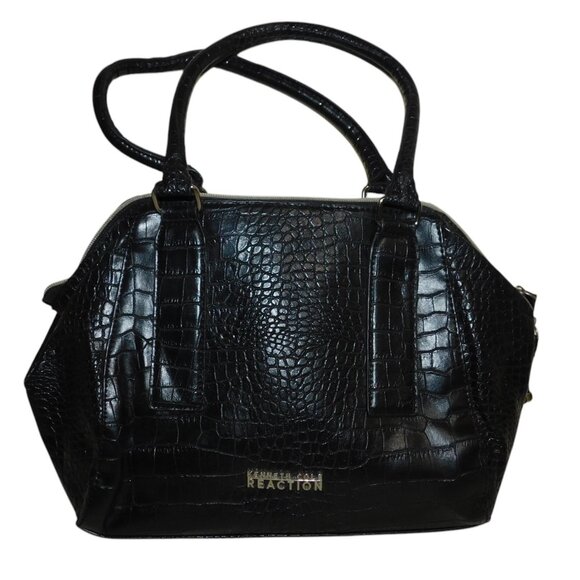 Kenneth Cole Reaction Black Zippered Closure Satchel Handbag Purse - Picture 1 of 8